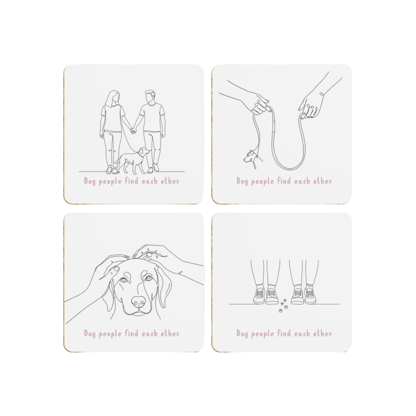 Valentine’s Dog Coaster Set – Dog people find each other – Pack of 4