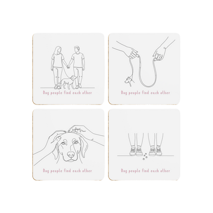 Valentine’s Dog Coaster Set – Dog people find each other – Pack of 4