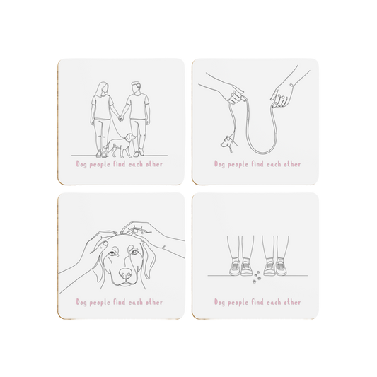 Valentine’s Dog Coaster Set – Dog people find each other – Pack of 4