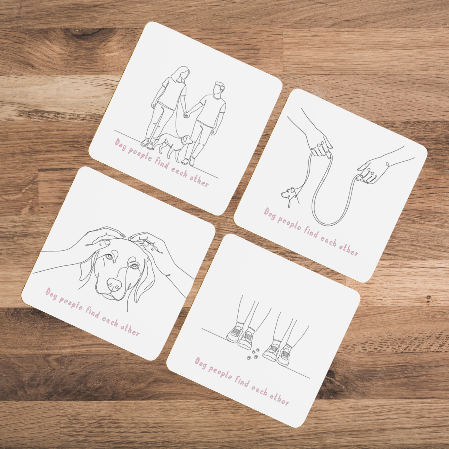Valentine’s Dog Coaster Set – Dog people find each other – Pack of 4