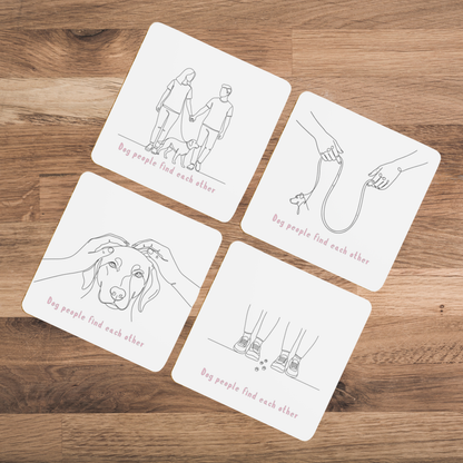 Valentine’s Dog Coaster Set – Dog people find each other – Pack of 4