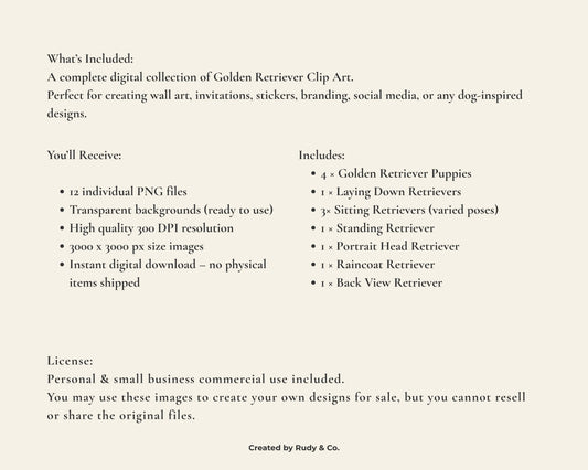 Golden Retriever Clipart Set