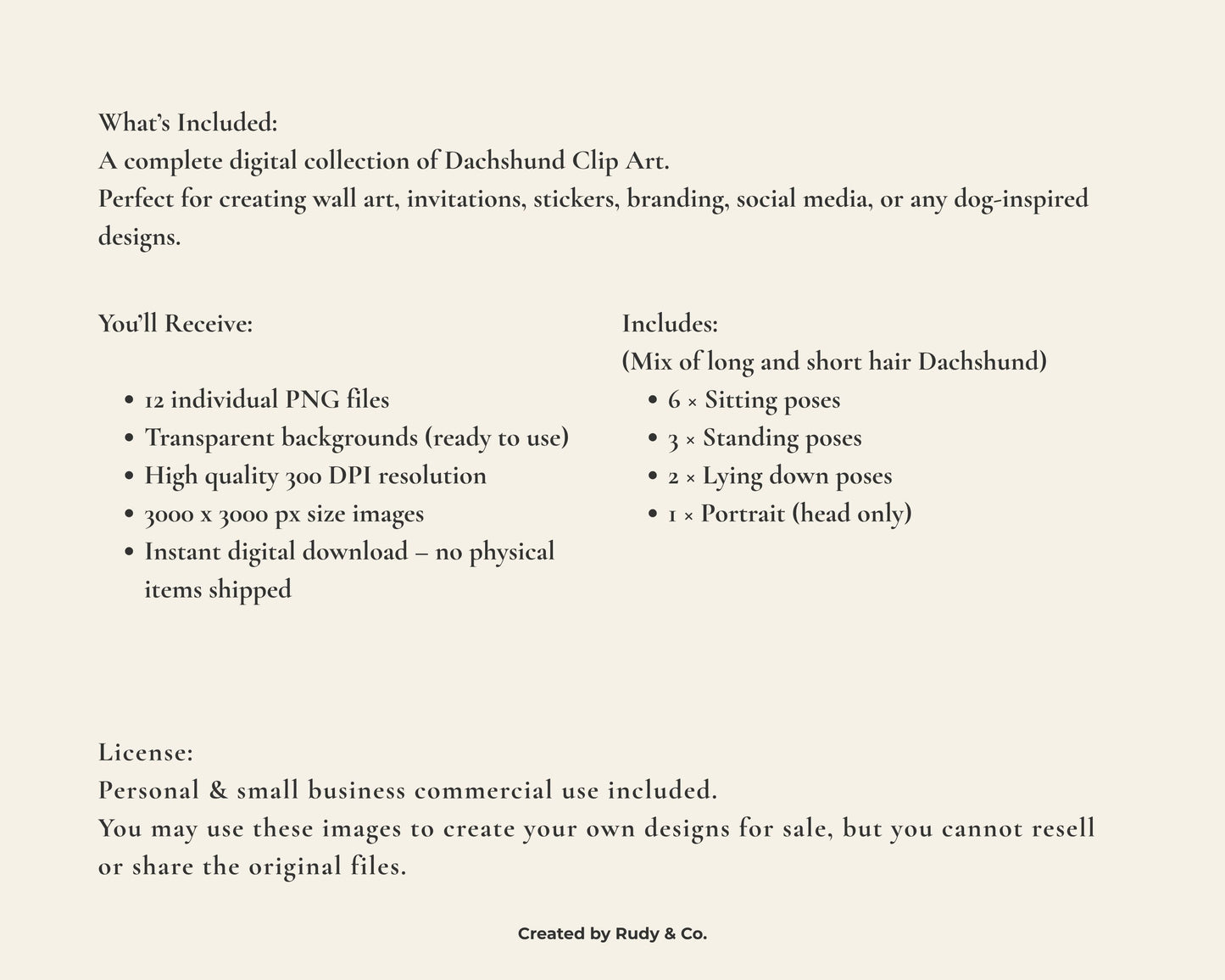 Dachshund Clipart Set