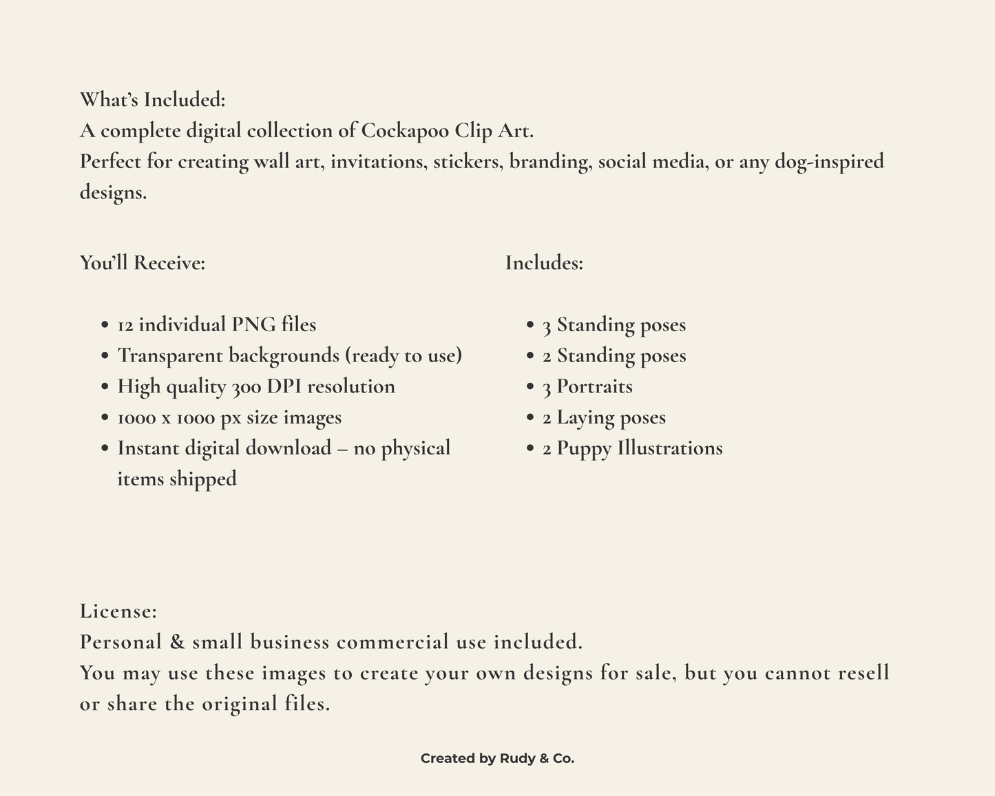 Cockapoo Clipart Set - 12 PNGS