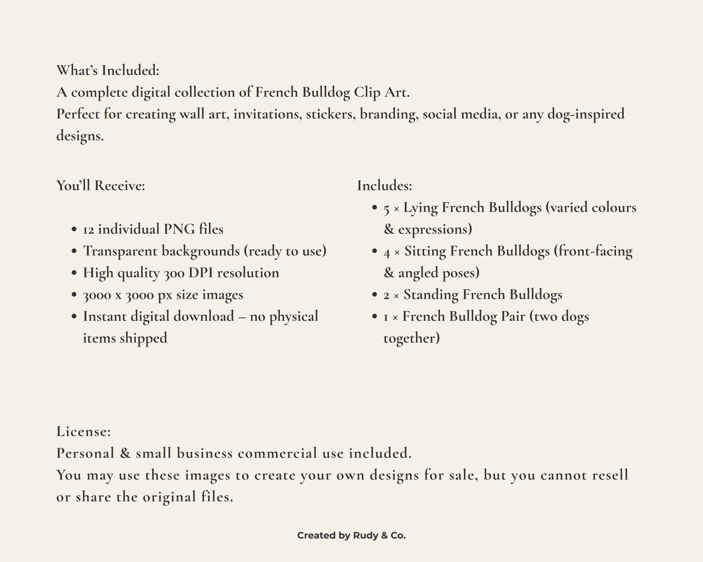 French Bulldog Clipart Set - 12 PNGS