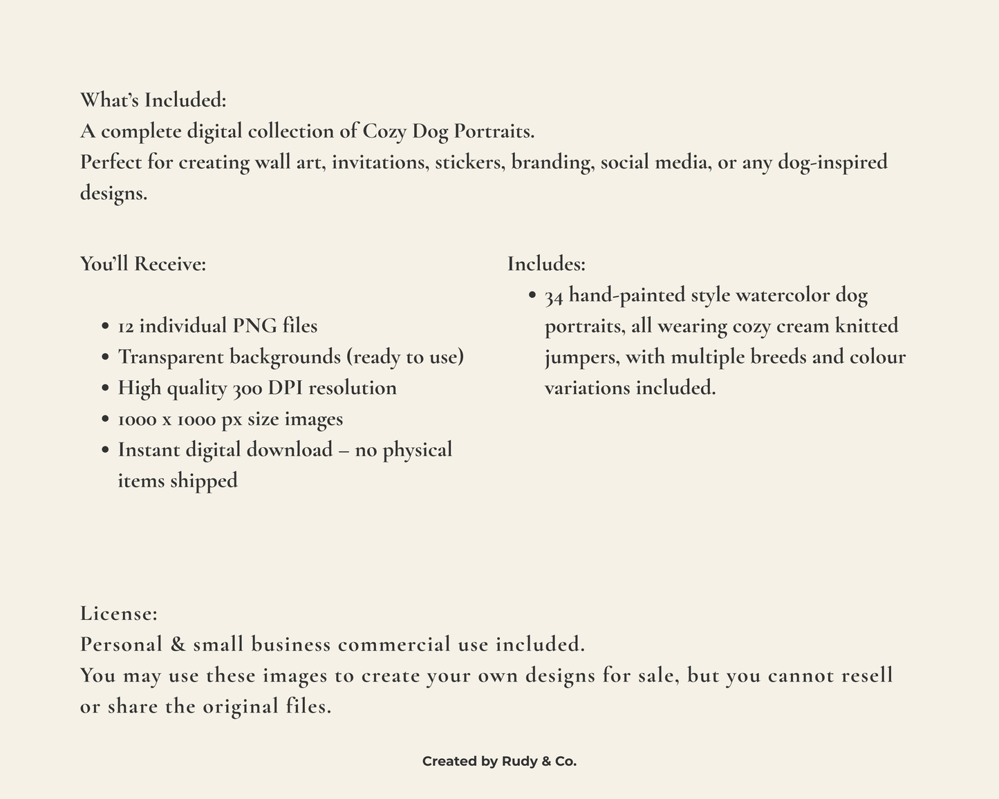 Cozy Dogs Portrait Collection Clip Art - 34 PNGs