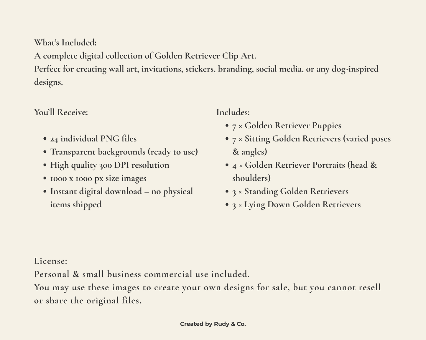 Golden Retriever Clip Art - 24 PNGs