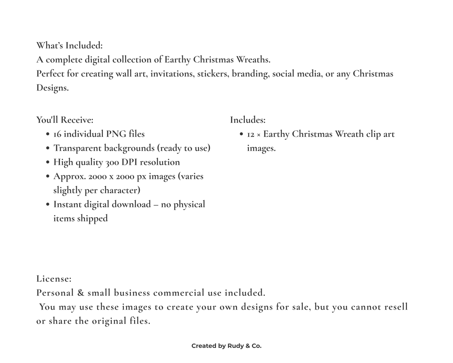Earthy Christmas Wreaths - Clip Art Set
