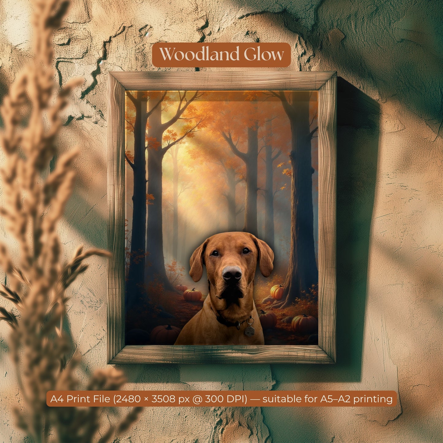Woodland Glow | Custom Halloween Dog Portrait | Phone and Wall Art Digital Download | Rudy & Co.