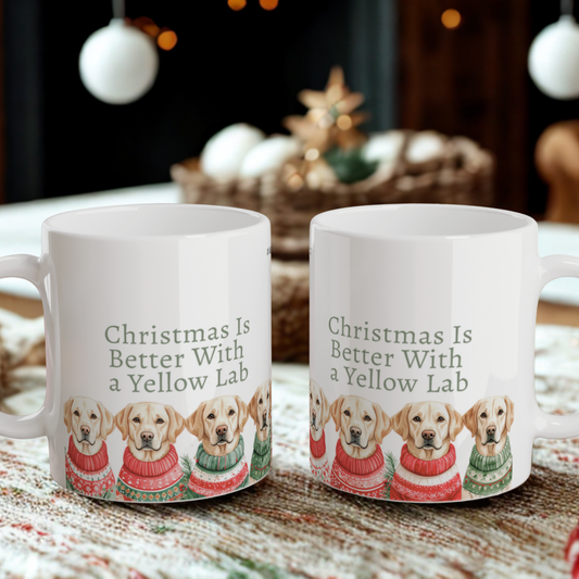 Christmas Is Better With a Yellow Lab – Cozy Watercolor Labrador Christmas Mug