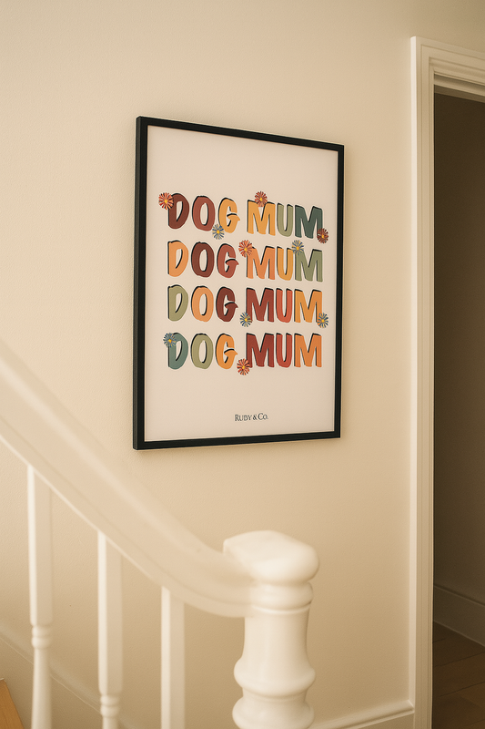 Dog Mum - Retro Floral Digital Art Print (instant download)