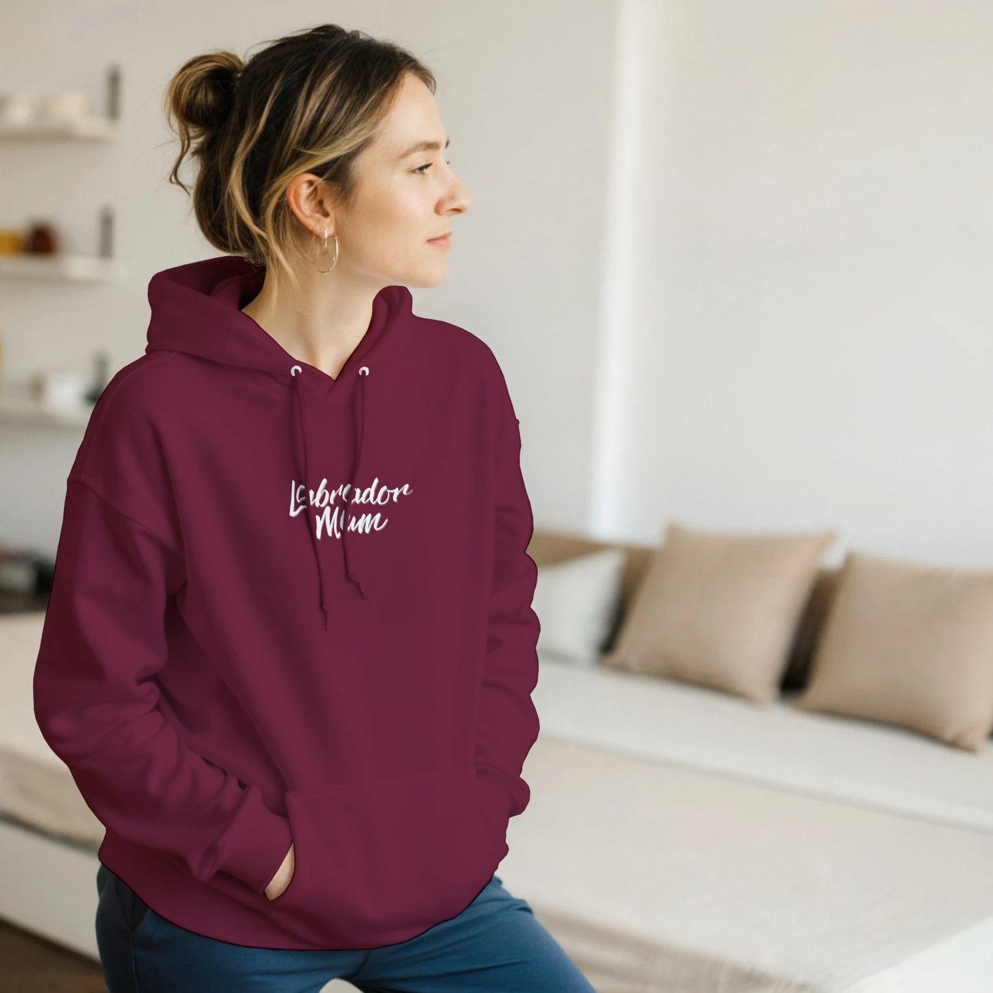 labrador mum hoodie maroon