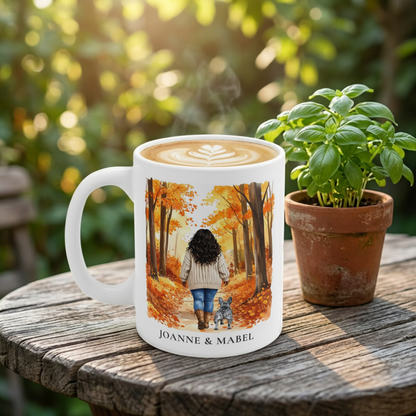 Personalised Dog & Owner Mug – Countryside Walk Design