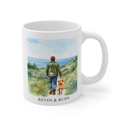 Personalised Dog & Owner Mug – Countryside Walk Design