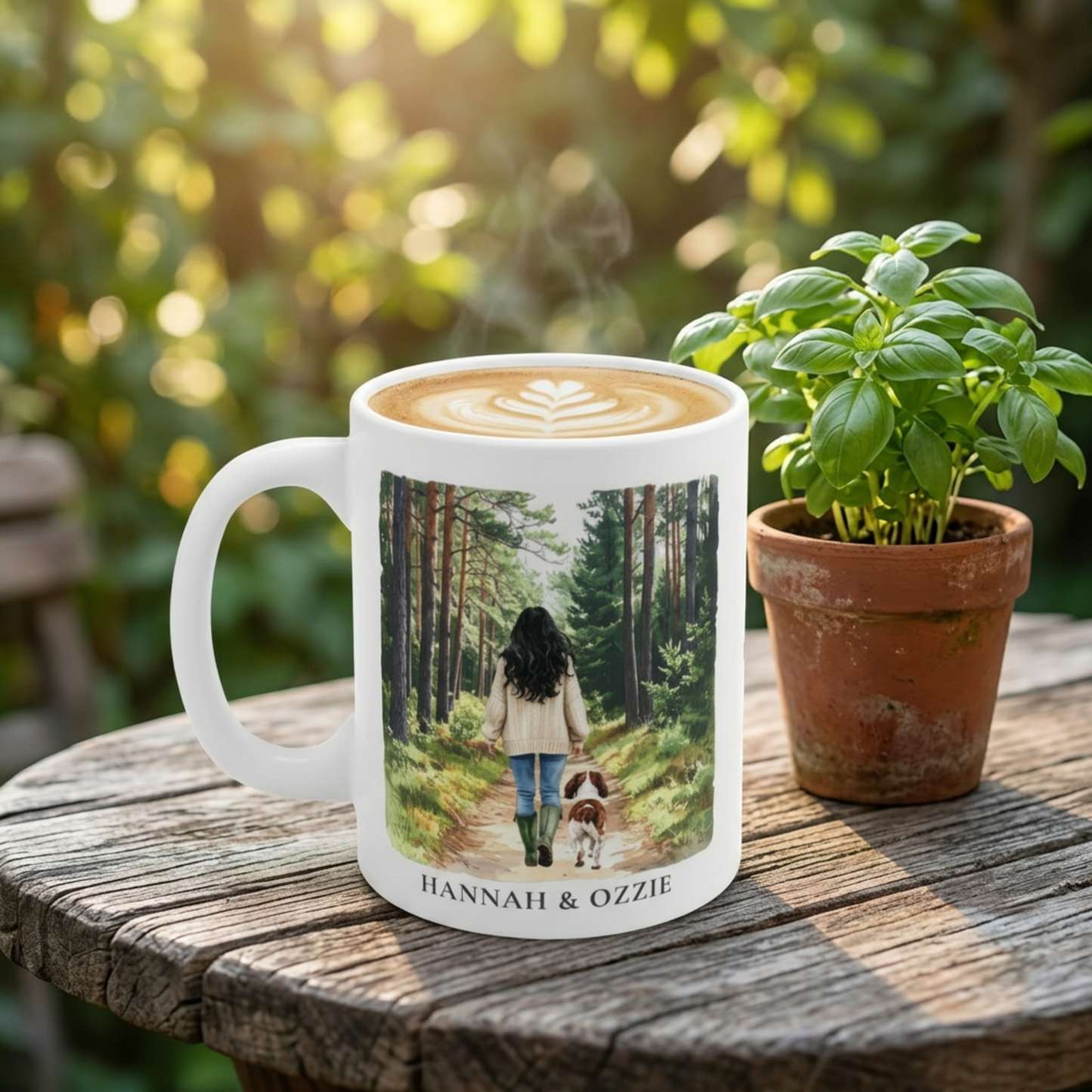 Personalised Dog & Owner Mug – Countryside Walk Design