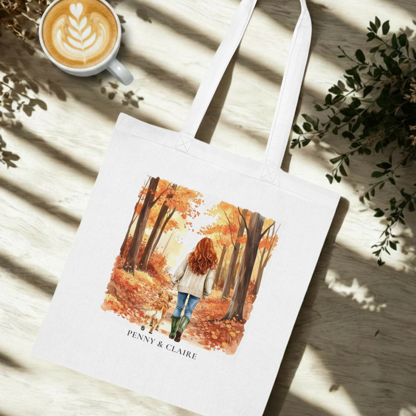 Personalised Dog & Owner Tote Bag – Countryside Walk Design